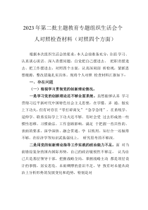 2023年第二批主題教育專題組織生活會個人對照檢查材料（對照四個方面）