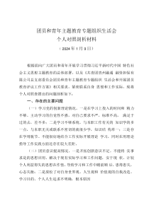 團員和青年主題教育專題組織生活會個人對照剖析材料