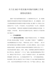 關于縣2023年度實施鄉(xiāng)村振興戰(zhàn)略工作進展情況的報告