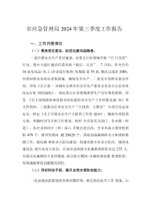 市應(yīng)急管理局2024年第三季度工作報告