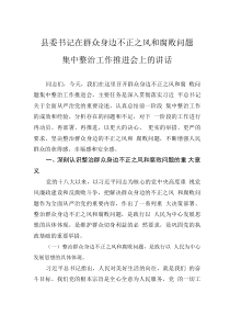 縣委書記在群眾身邊不正之風(fēng)和腐敗問(wèn)題集中整治工作推進(jìn)會(huì)上的講話