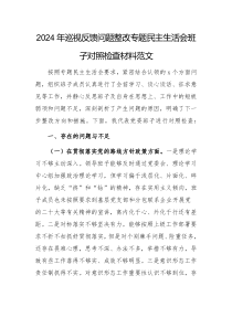 2024年巡視反饋問題整改專題民主生活會班子對照檢查材料范文