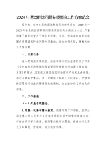 2024年酒駕醉駕問(wèn)題專項(xiàng)整治工作方案范文