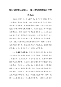 學(xué)習(xí)2024年黨的二十屆三中全會精神研討發(fā)言范文