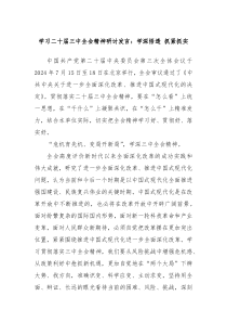 學(xué)習(xí)二十屆三中全會精神研討發(fā)言：學(xué)深悟透 抓緊抓實(shí)