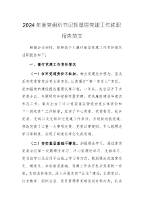 2024年度黨組織書記抓基層黨建工作述職報(bào)告范文