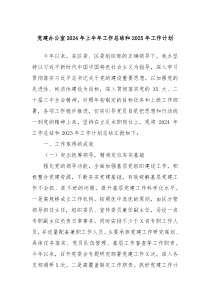 黨建辦公室2024年上半年工作總結(jié)和2025年工作計(jì)劃