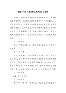 2024年11月黨支部主題黨日活動方案