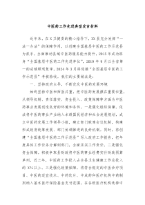 中醫(yī)藥工作先進(jìn)典型發(fā)言材料