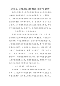 心得體會：以青春之我，踐行黨的二十屆三中全會精神