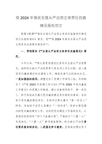2024年落實(shí)全面從嚴(yán)治黨主體責(zé)任自查情況報(bào)告范文
