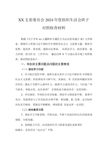 XX支部委員會2024年度組織生活會班子對照檢查材料