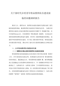 關(guān)于新時(shí)代鄉(xiāng)村青年特崗教師隊(duì)伍建設(shè)面臨的問(wèn)題調(diào)研報(bào)告