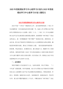 2025年黨組理論學(xué)習(xí)中心組學(xué)習(xí)計(jì)劃與2025年黨組理論學(xué)習(xí)中心組學(xué)習(xí)計(jì)劃2篇范文