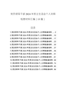 黨員領(lǐng)導(dǎo)干部2024年民主生活會個人對照檢查材料匯編（13篇）