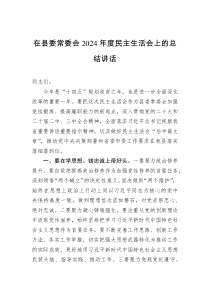 在縣委常委會2024年度民主生活會上的總結(jié)講話
