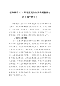 領(lǐng)導(dǎo)班子2024年專題民主生活會(huì)照檢查材料（四個(gè)帶頭）