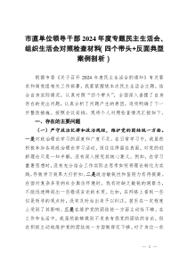 市直單位領(lǐng)導(dǎo)干部2024年度專題民主生活會、組織生活會對照檢查材料（四個帶頭+反面典型案例剖析）
