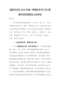 兩篇：縣委書記在2025年縣一季度經(jīng)濟(jì)“開門紅”暨重點(diǎn)項(xiàng)目調(diào)度會上的講話范文