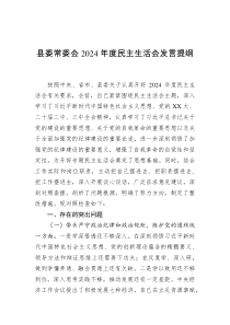 縣委常委會(huì)2024年度民主生活會(huì)發(fā)言提綱