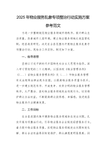 2025年物業(yè)服務(wù)亂象專項(xiàng)整治行動(dòng)實(shí)施方案參考范文