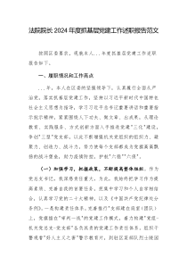 法院院長2024年度抓基層黨建工作述職報告范文