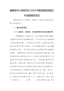 融媒體中心黨組書記2024年度抓基層黨建工作述職報(bào)告范文