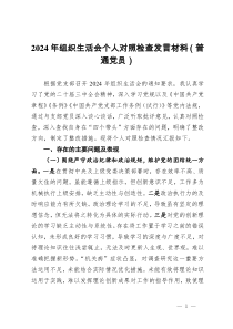2024年組織生活會(huì)個(gè)人對(duì)照檢查發(fā)言材料（普通黨員）