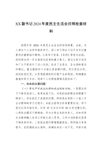 XX副書記2024年度民主生活會對照檢查材料