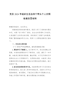 黨員2024年組織生活會(huì)四個(gè)帶頭個(gè)人對(duì)照檢查發(fā)言材料