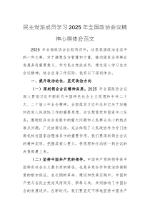 民主黨派成員學習2025年全國政協(xié)會議精神心得體會范文