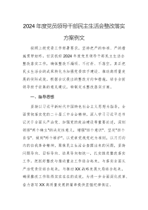 2024年度黨員領(lǐng)導(dǎo)干部民主生活會整改落實方案例文