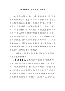 2025年全市文化和旅游工作要點