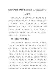 處級(jí)領(lǐng)導(dǎo)在2025年支部組織生活會(huì)上點(diǎn)評(píng)講話文稿