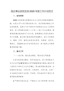 國(guó)企事業(yè)部黨支部2025年度工作計(jì)劃范文