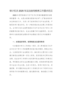 審計(jì)機(jī)關(guān)2025年法治宣傳教育工作要點(diǎn)范文