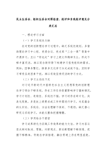 民主生活會、組織生活會對照檢查、批評和自我批評意見分類匯總