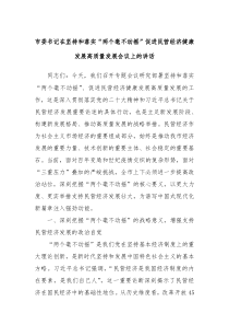 市委書(shū)記在堅(jiān)持和落實(shí)“兩個(gè)毫不動(dòng)搖”促進(jìn)民營(yíng)經(jīng)濟(jì)健康發(fā)展高質(zhì)量發(fā)展會(huì)議上的講話