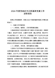 2024年度黨組織書記抓基層黨建工作述職報告