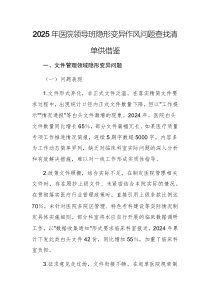 2025年醫(yī)院領(lǐng)導(dǎo)班隱形變異作風(fēng)問(wèn)題查找清單供借鑒
