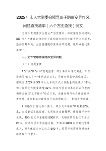2025年市人大常委會領(lǐng)導(dǎo)班子隱形變異作風(fēng)問題查找清單（六個(gè)方面查找）例文