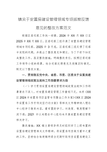 2025年關于安置房建設管理領域專項巡察反饋意見的整改方案范文