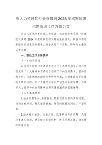 人力資源和社會(huì)保障部門(mén)2025年巡察反饋問(wèn)題整改工作方案范文