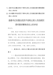 兩篇：2025年書記在集中糾治黨員干部和公職人員違規(guī)飲酒問題動員部署會上的講話范文