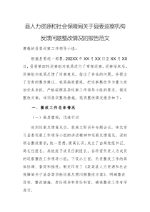 2025年人力資源和社會保障部門關(guān)于巡察機構(gòu)反饋問題整改情況的報告范文