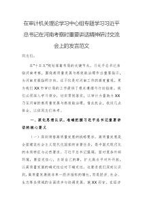 在審計機關(guān)理論學習中心組專題學習習近平總書記在河南考察時重要講話精神研討交流會上的發(fā)言范文