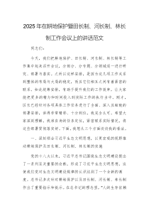 2025年在耕地保護(hù)暨田長(zhǎng)制、河長(zhǎng)制、林長(zhǎng)制工作會(huì)議上的講話范文