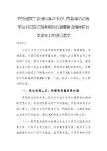 在街道黨工委理論學(xué)習(xí)中心組專題學(xué)習(xí)習(xí)近平總書記在河南考察時(shí)的重要講話精神研討交流會(huì)上的講話范文