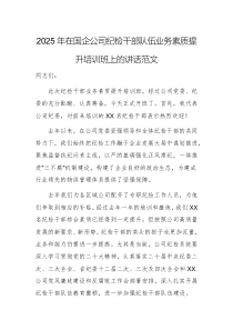 2025年在國企公司紀(jì)檢干部隊(duì)伍業(yè)務(wù)素質(zhì)提升培訓(xùn)班上的講話范文