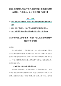 2025年李獻林、葉金廣等人違規(guī)吃喝問題專題研討發(fā)言材料、心得體會、會議上講話稿【3篇文】